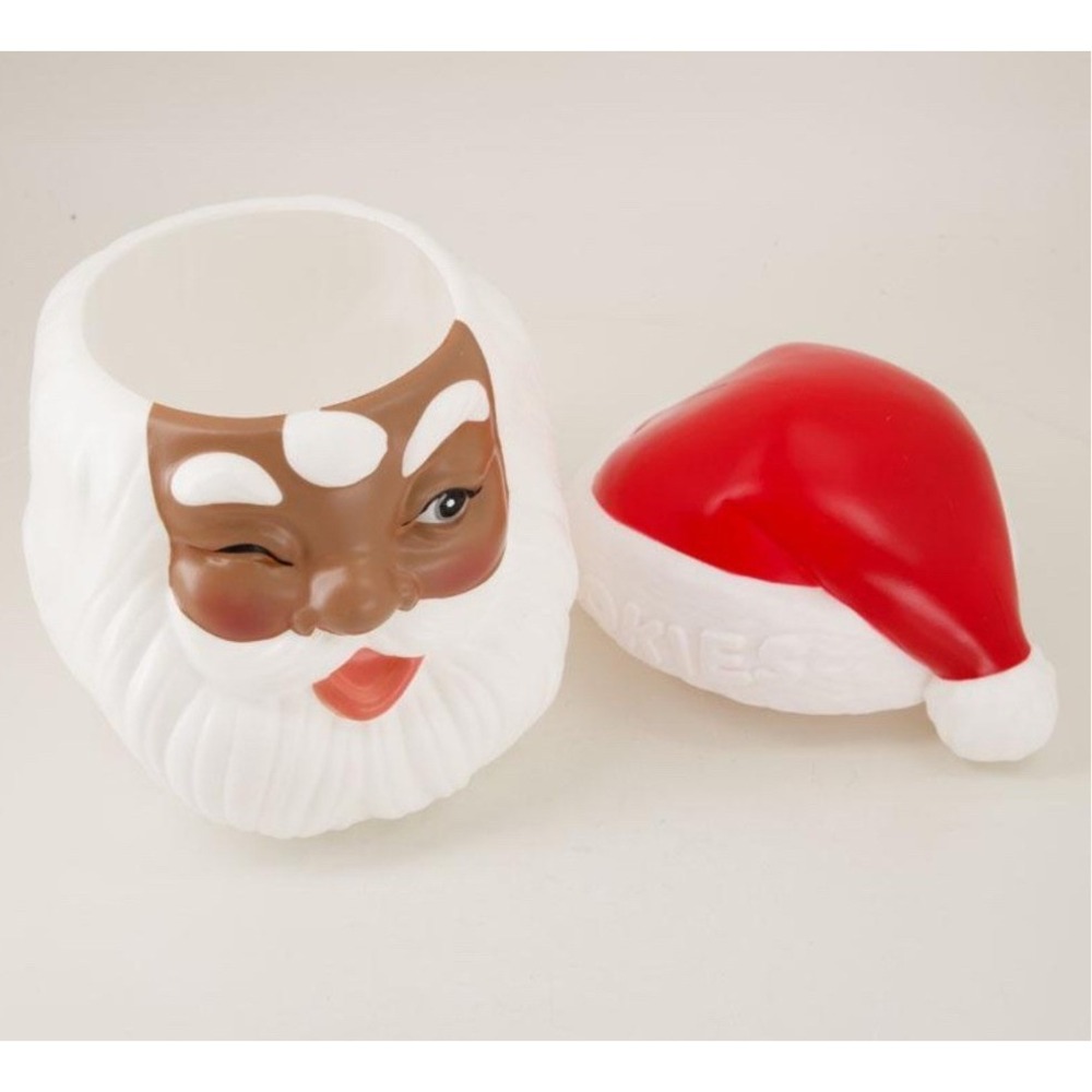 Cracker Barrel African American Blow Mold Santa Cookie Jar Black Santa Christmas